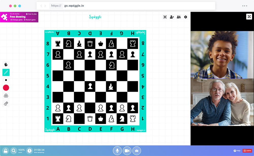 Play chess and draughts in a video call