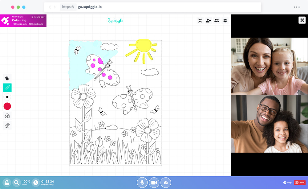 Play colouring in in a video call
