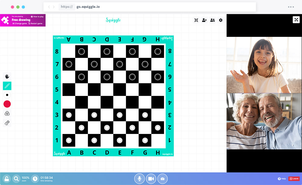 Play checkers in a video call
