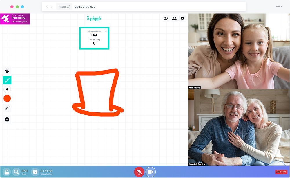 Play pictionary in a video call