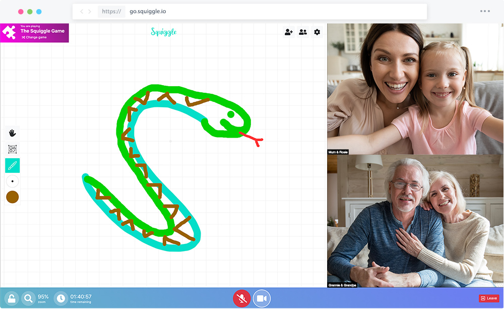 Play the squiggle game in a video call